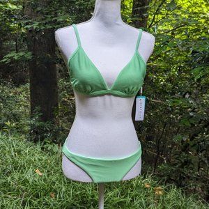 SEAFOLLY Triangle Bikini Top + Bottom in Mint Green Size 10 Brand New